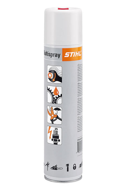 Particolare del Lubrificante Protettivo Multispray Stihl in utilizzo su attrezzo meccanico