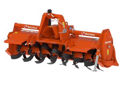 Vista frontale fresatrice SICMA angolata lato destro, evidenziati i coltelli rotanti