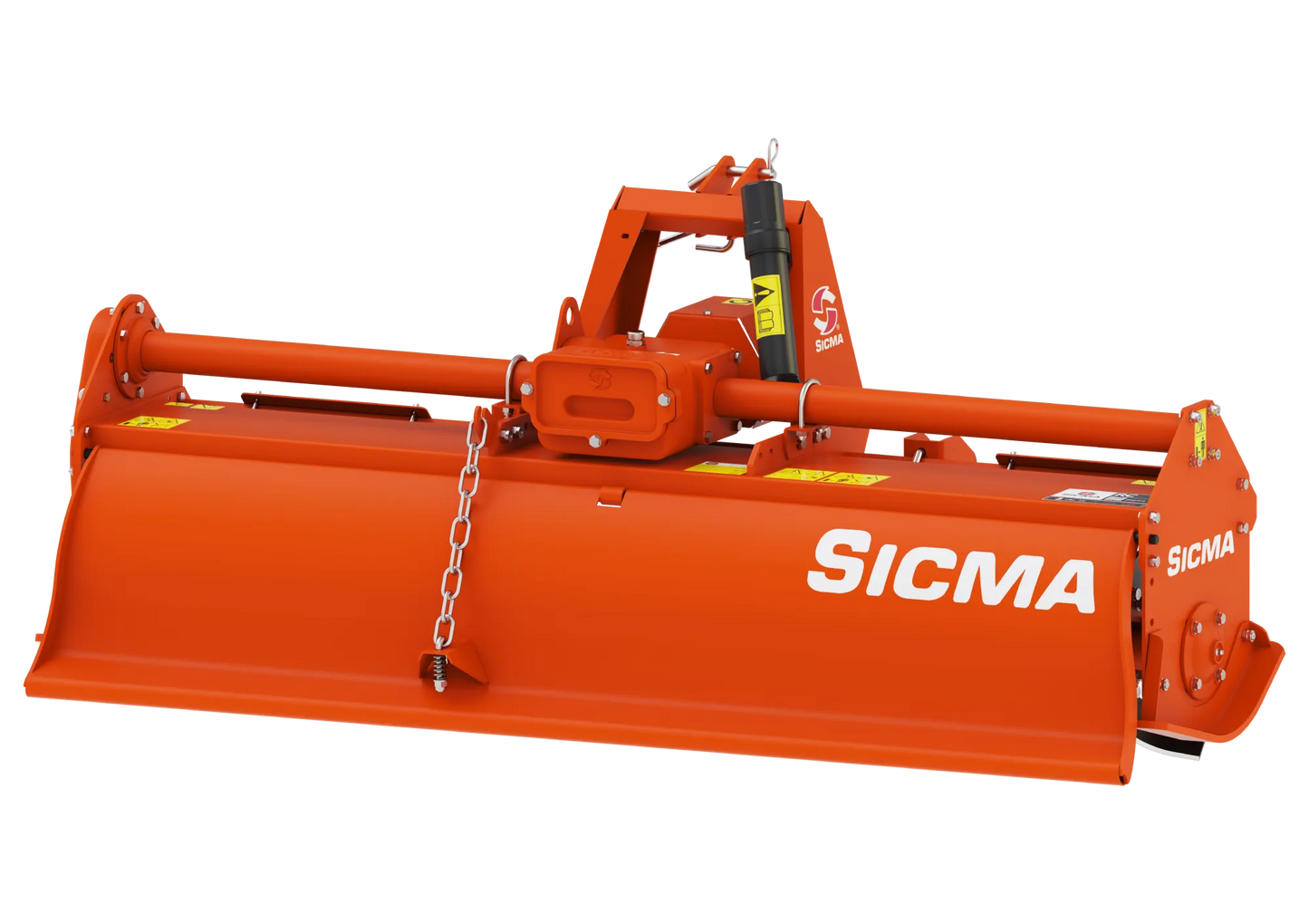 Vista laterale posteriore fresatrice SICMA RC con riduttore centrale e tubo di rinforzo