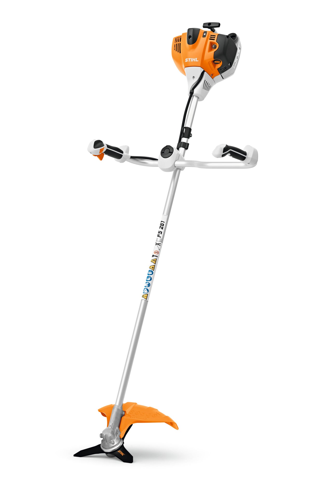 Immagine del decespugliatore a scoppio Stihl FS 261 con vista dettagliata del motore e del manubrio