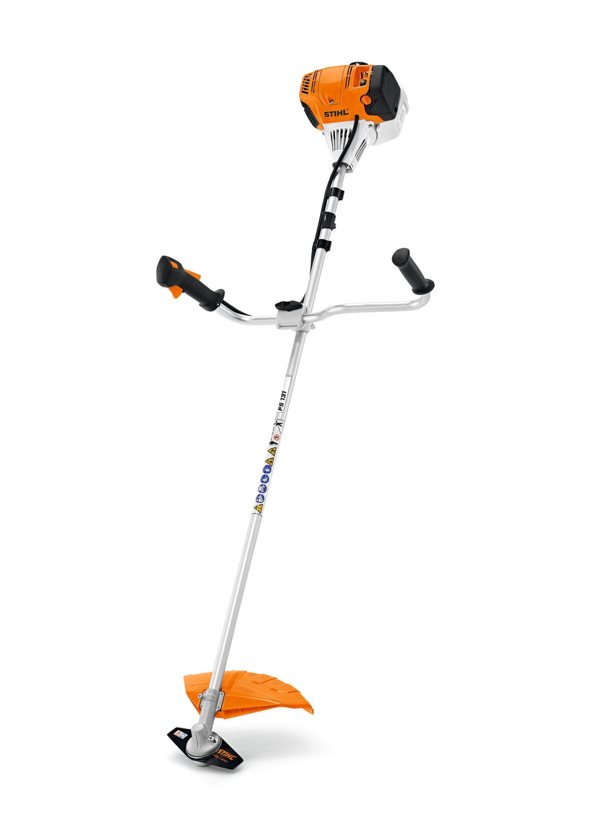 Vista laterale del decespugliatore STIHL FS 131 con impugnatura a manubrio