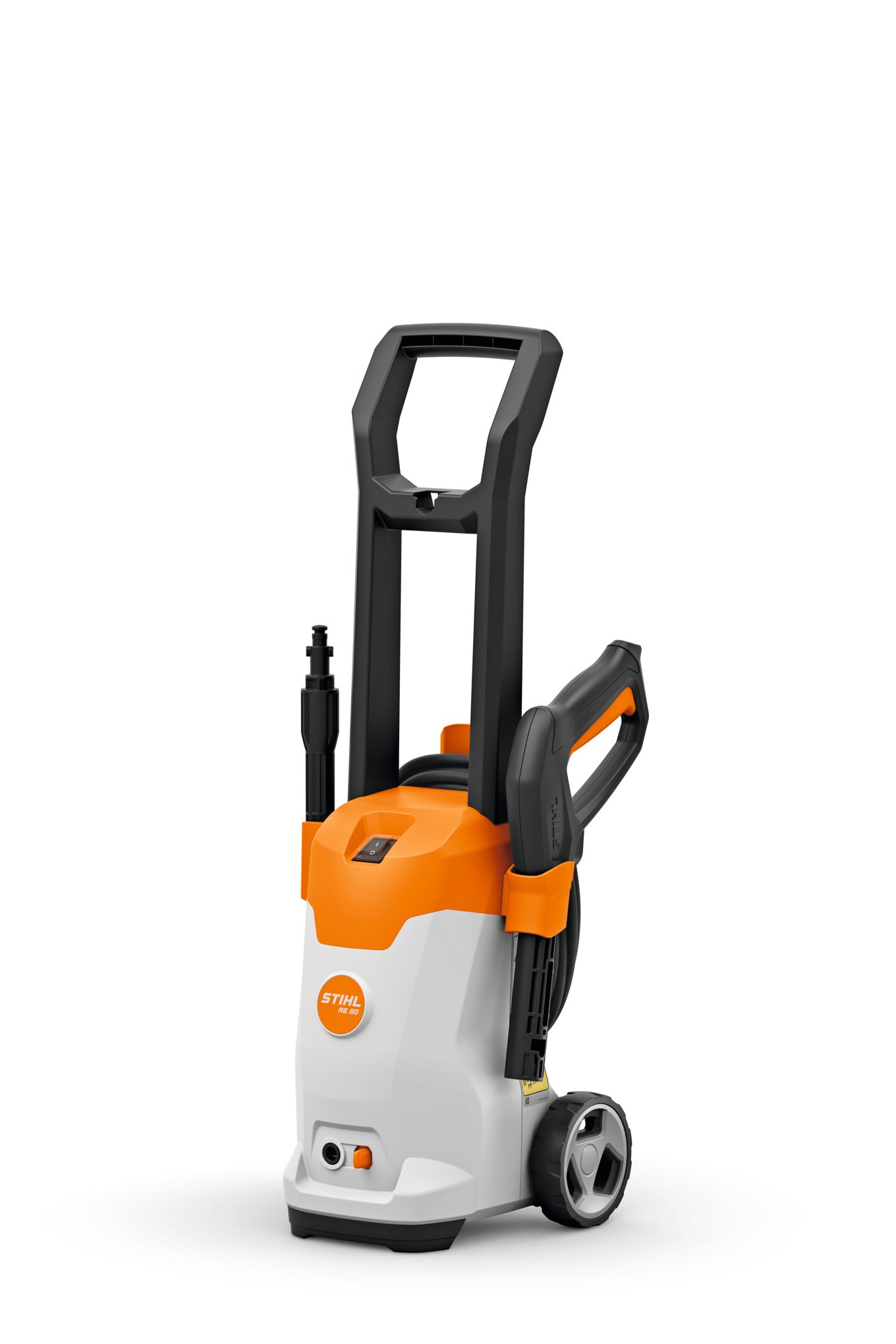 Vista frontale dell'idropulitrice Stihl RE 80, leggera e compatta.