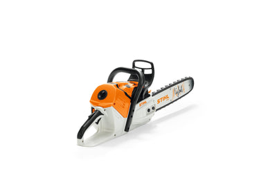 Motosega giocattolo a batterie Stihl vista frontale