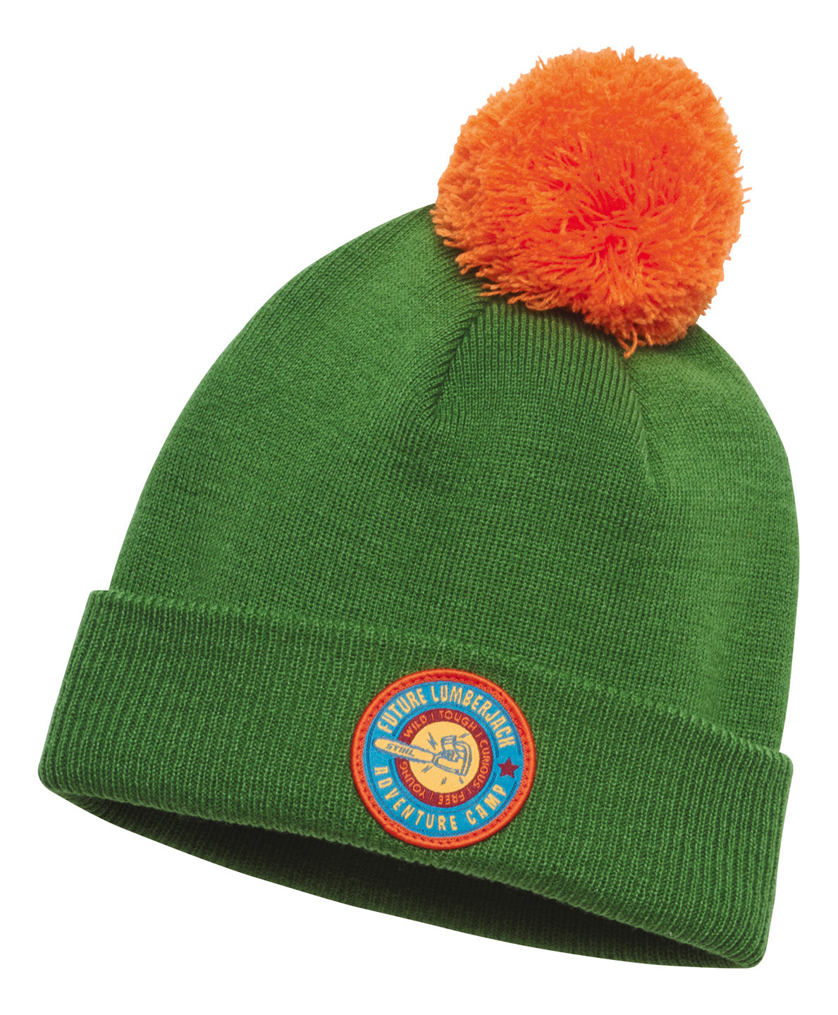 Cappello Invernale Adventure con Pompon arancione con scritta FUTURE LUMBERJACK