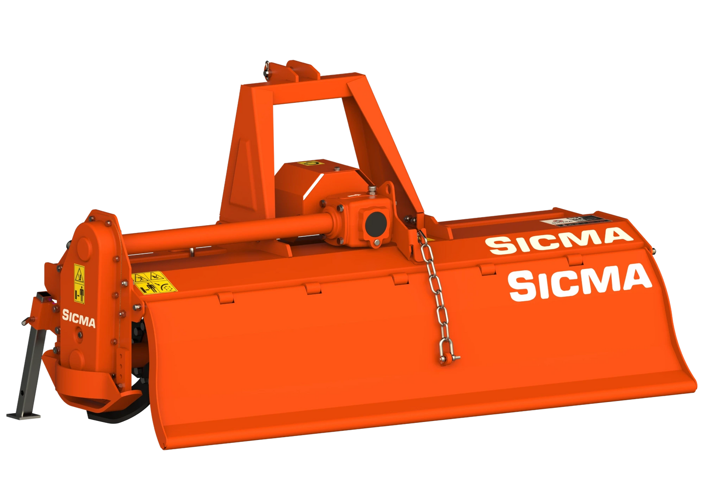 Fresatrice BH Sicma vista posteriore laterale, mostra il telaio e la protezione laterale.
