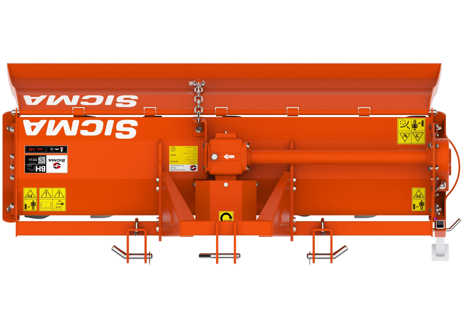 Fresatrice BH Sicma vista dall’alto, ben visibili gli attacchi, la trasmissione centrale e le protezioni laterali.
