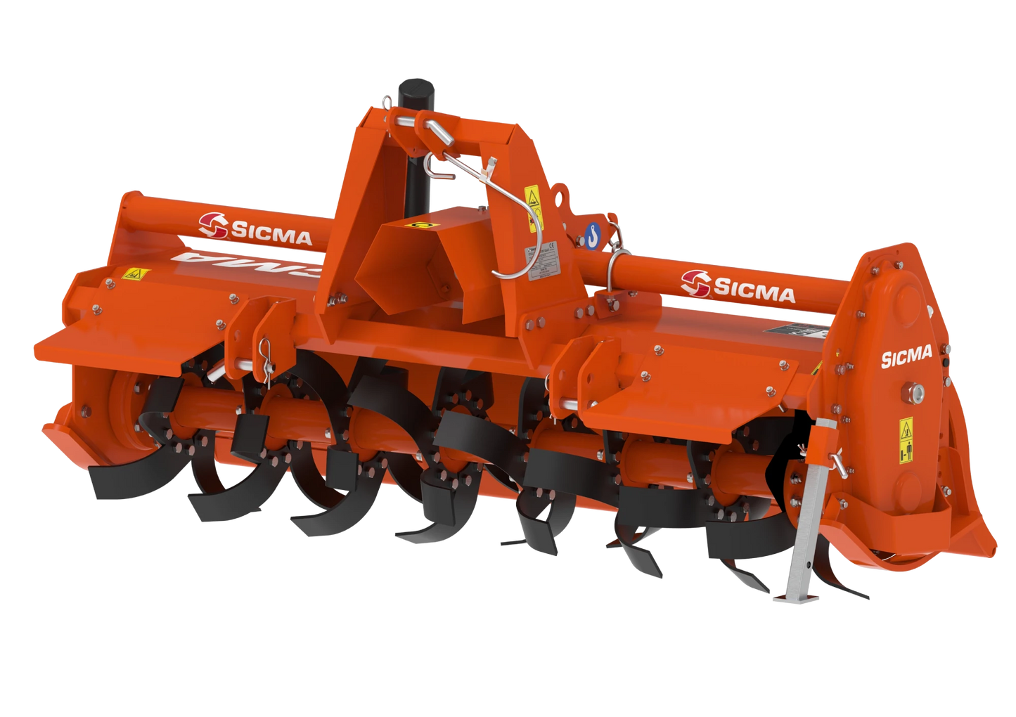 Vista frontale fresatrice SICMA angolata lato destro, evidenziati i coltelli rotanti
