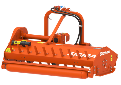 Trinciatrice Sicma SL 155 Spostabile vista posteriore, con particolare del rullo regolabile e telaio robusto.