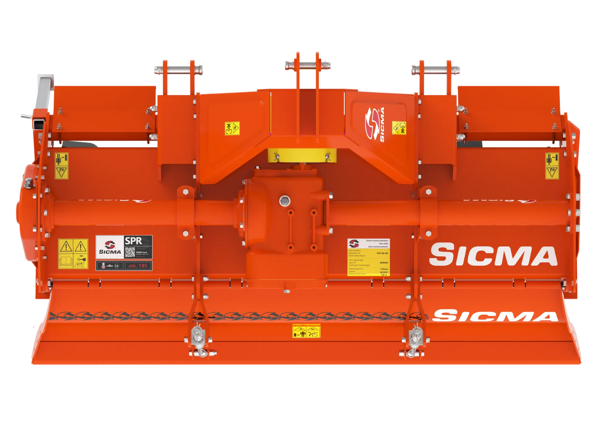 Vista dall'alto della fresatrice SPR 185 che mostra la disposizione simmetrica delle componenti e le protezioni superiori
