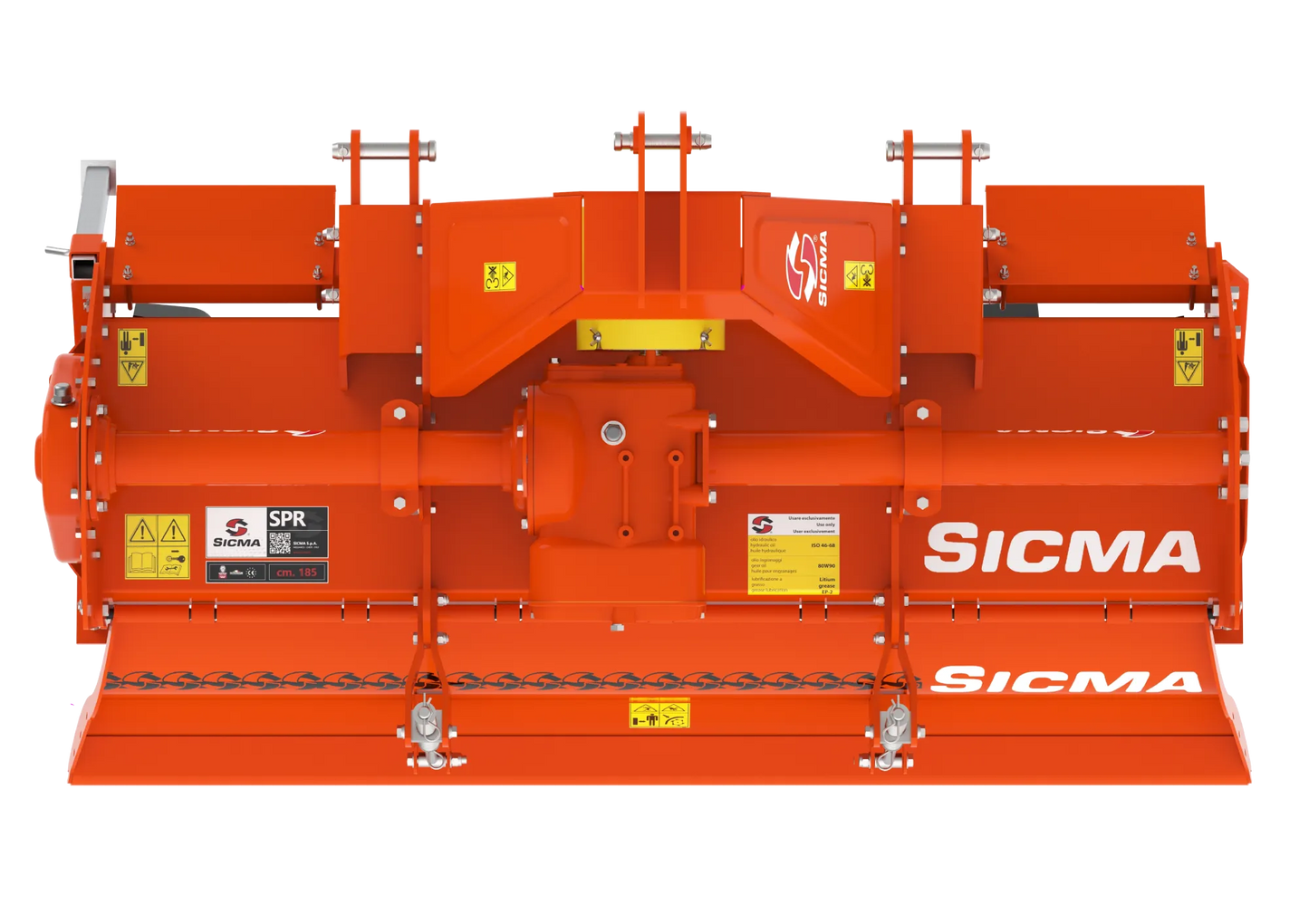 Vista dall'alto della fresatrice SPR 185 che mostra la disposizione simmetrica delle componenti e le protezioni superiori
