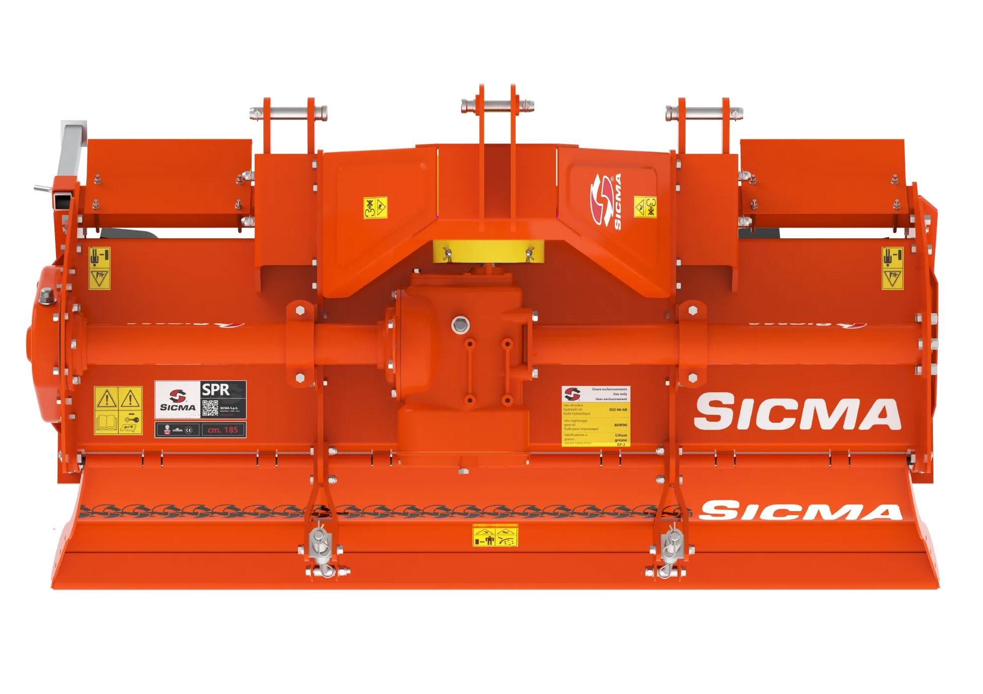 Vista dall'alto della fresatrice SPR 185 che mostra la disposizione simmetrica delle componenti e le protezioni superiori
