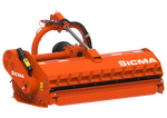 Vista posteriore della trinciatrice Sicma TSN 155 spostabile, evidenziando la robustezza del rullo stabilizzatore.
