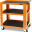 Carrello portautensili Beta a tre ripiani in metallo arancione con ruote girevoli, ideale per officine e garage. Struttura robusta e resistente, dotata di maniglia ergonomica per un facile trasporto. Perfetto per organizzare attrezzi e materiali.
