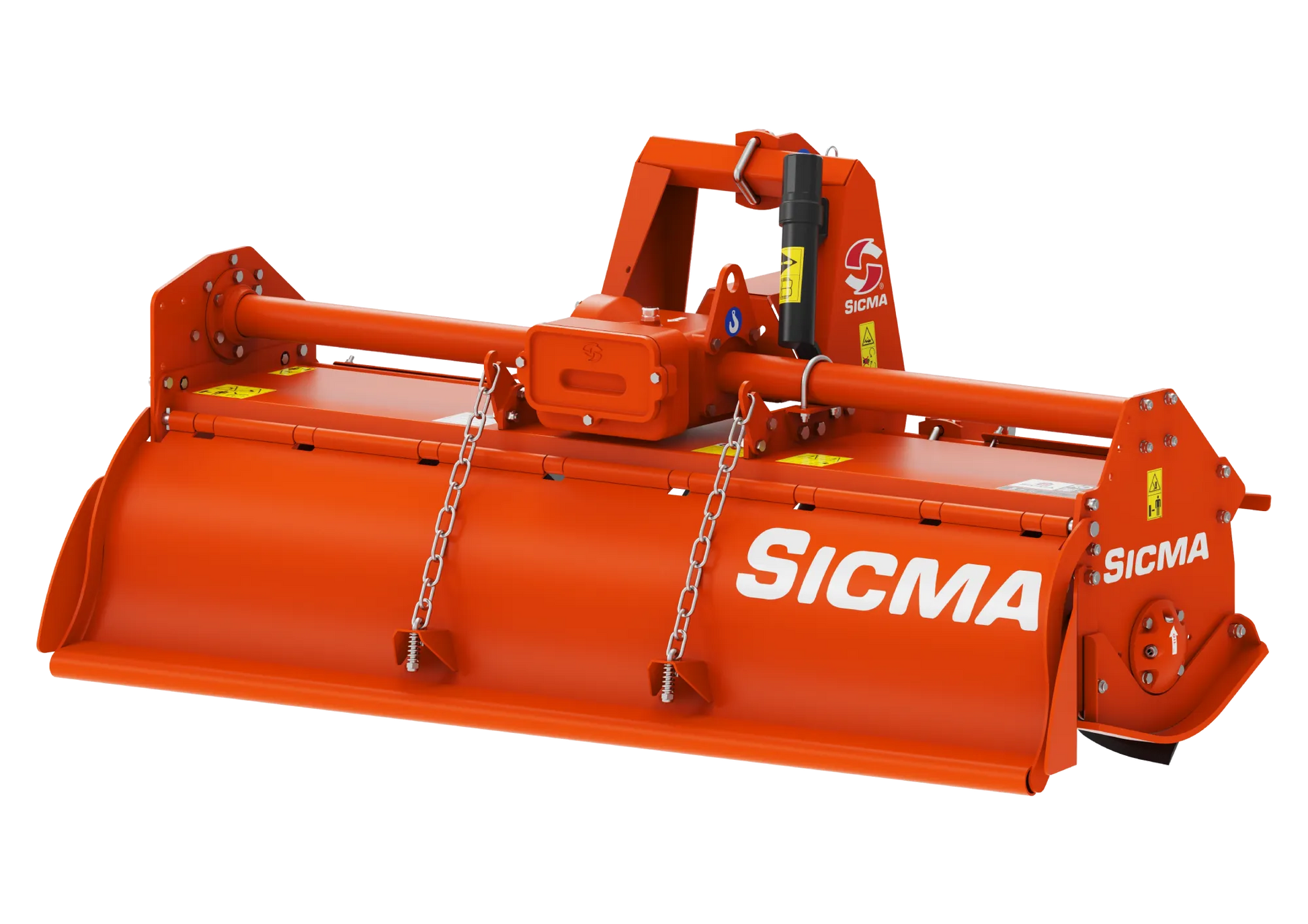 Vista posteriore completa della fresatrice RD Sicma con struttura compatta e protezioni posteriori.
