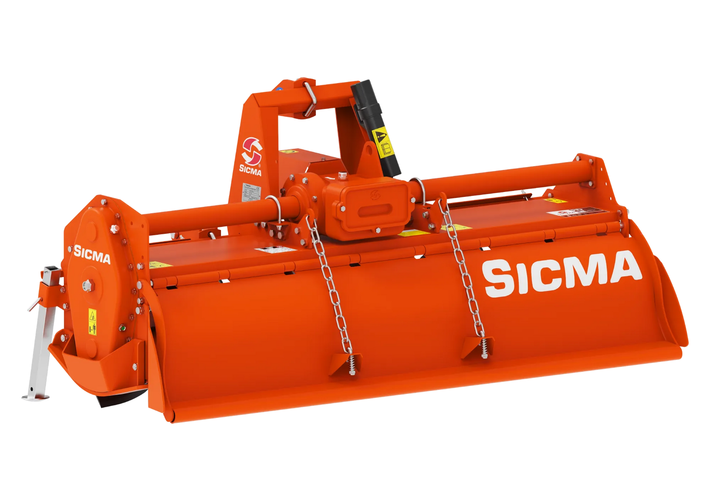 Vista posteriore angolata della fresatrice RD Sicma che mostra il riduttore centrale e i ganci per il sollevamento.
