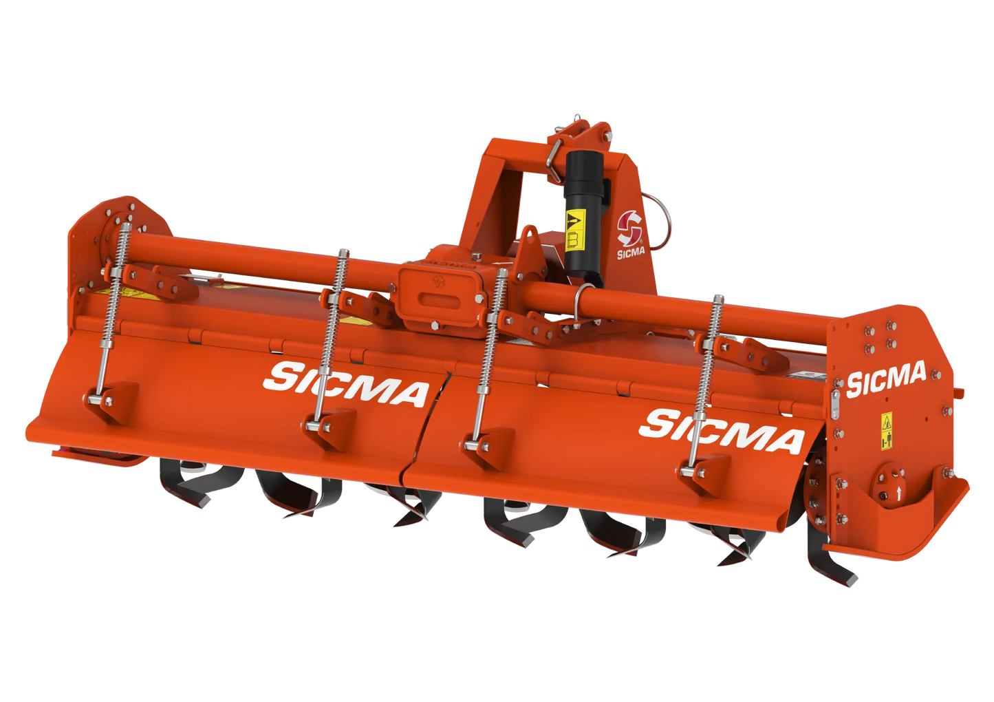 Vista posteriore della fresatrice RM Sicma con struttura solida e doppio cofano molleggiato.
