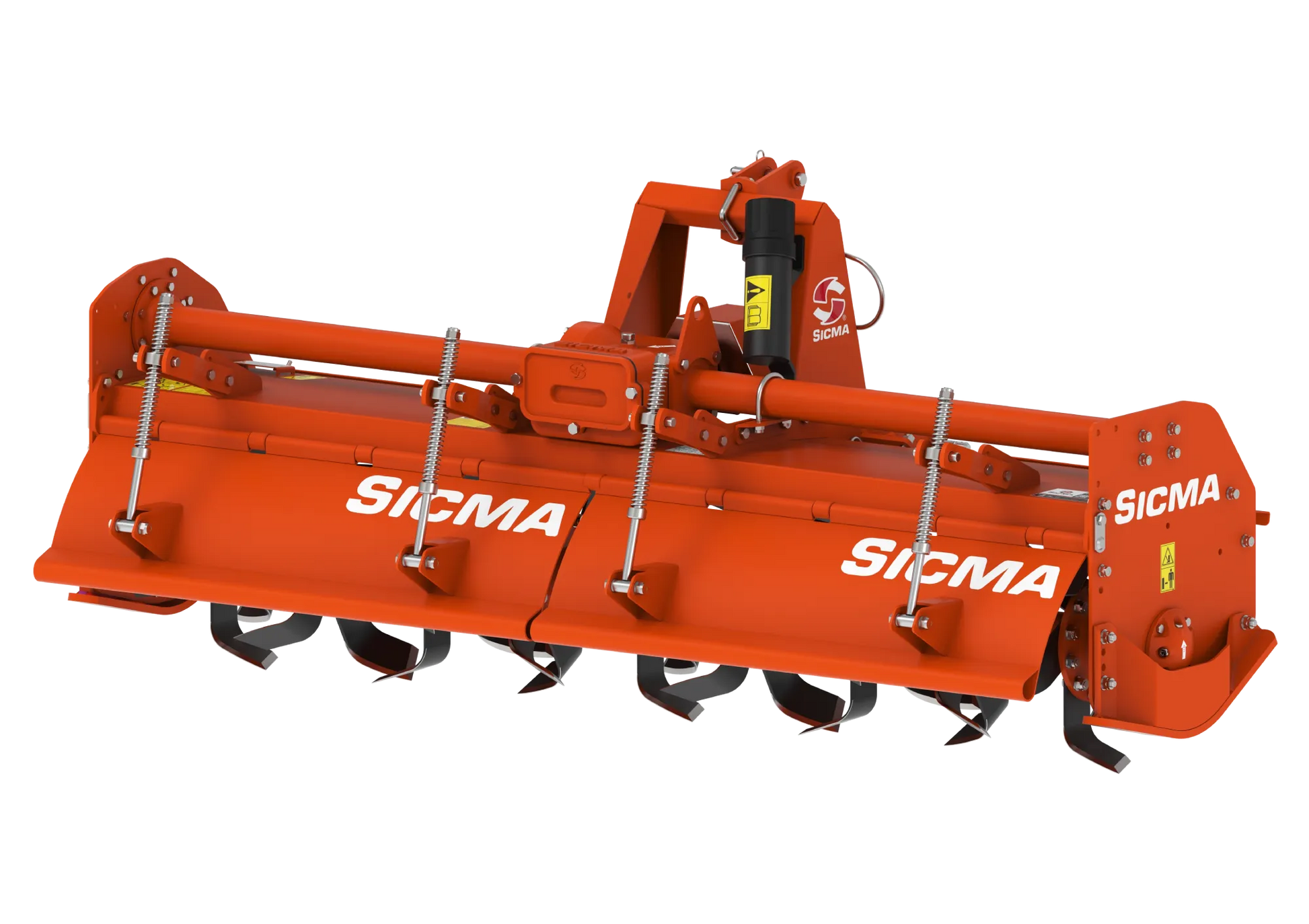 Vista posteriore della fresatrice RM Sicma con struttura solida e doppio cofano molleggiato.
