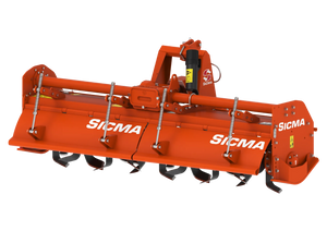 Vista posteriore della fresatrice RM Sicma con struttura solida e doppio cofano molleggiato.
